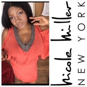 Nicole Miller Silk Beaded Cocktail Dress